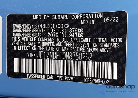 2022 Toyota Gr86 Premium from USA, damaged, VIN JF1ZNBF10N8758262